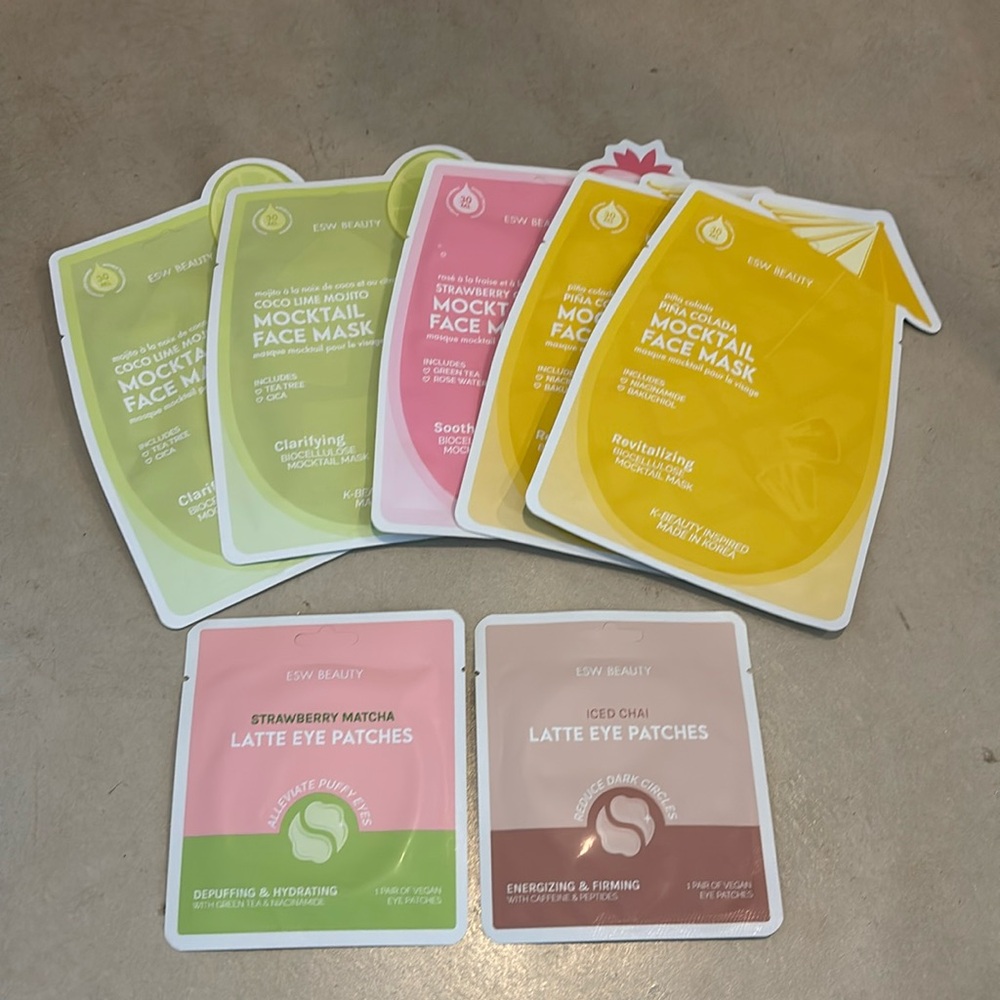 Sale! ESW Beauty Bundle: 5 mocktail face masks + 2 eye patches